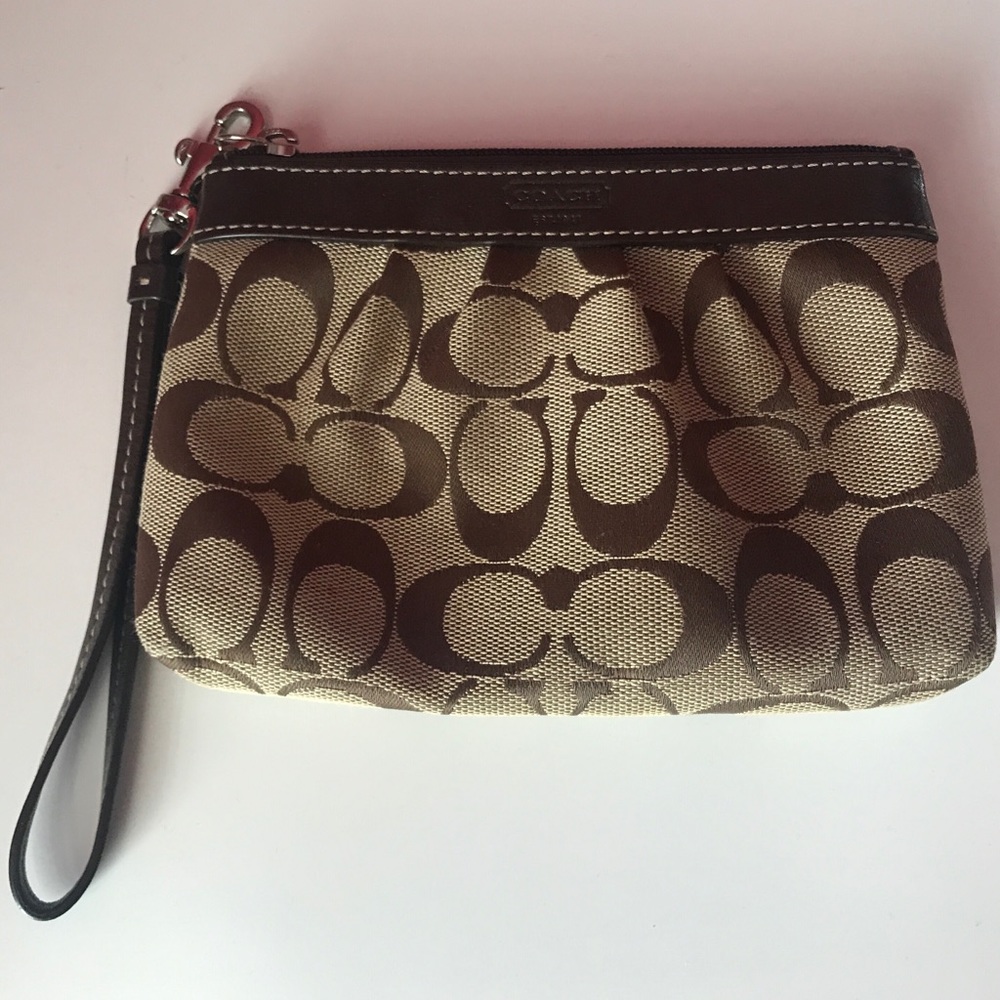 Brown signature Coach Wristlet